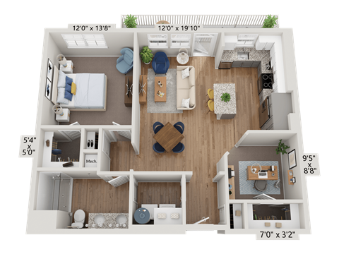 Floor plan image of A4, 1-bedroom apartment